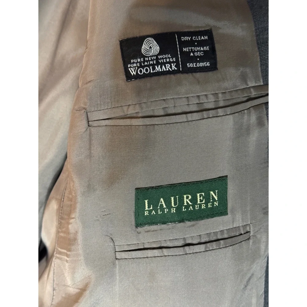 Lauren Ralph‎ Lauren Wool Blazer 50R Gray Plaid Sport Coat Made in Canada